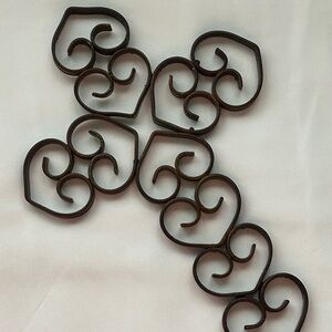 Vintage Wrought Iron Cross Wall Decor